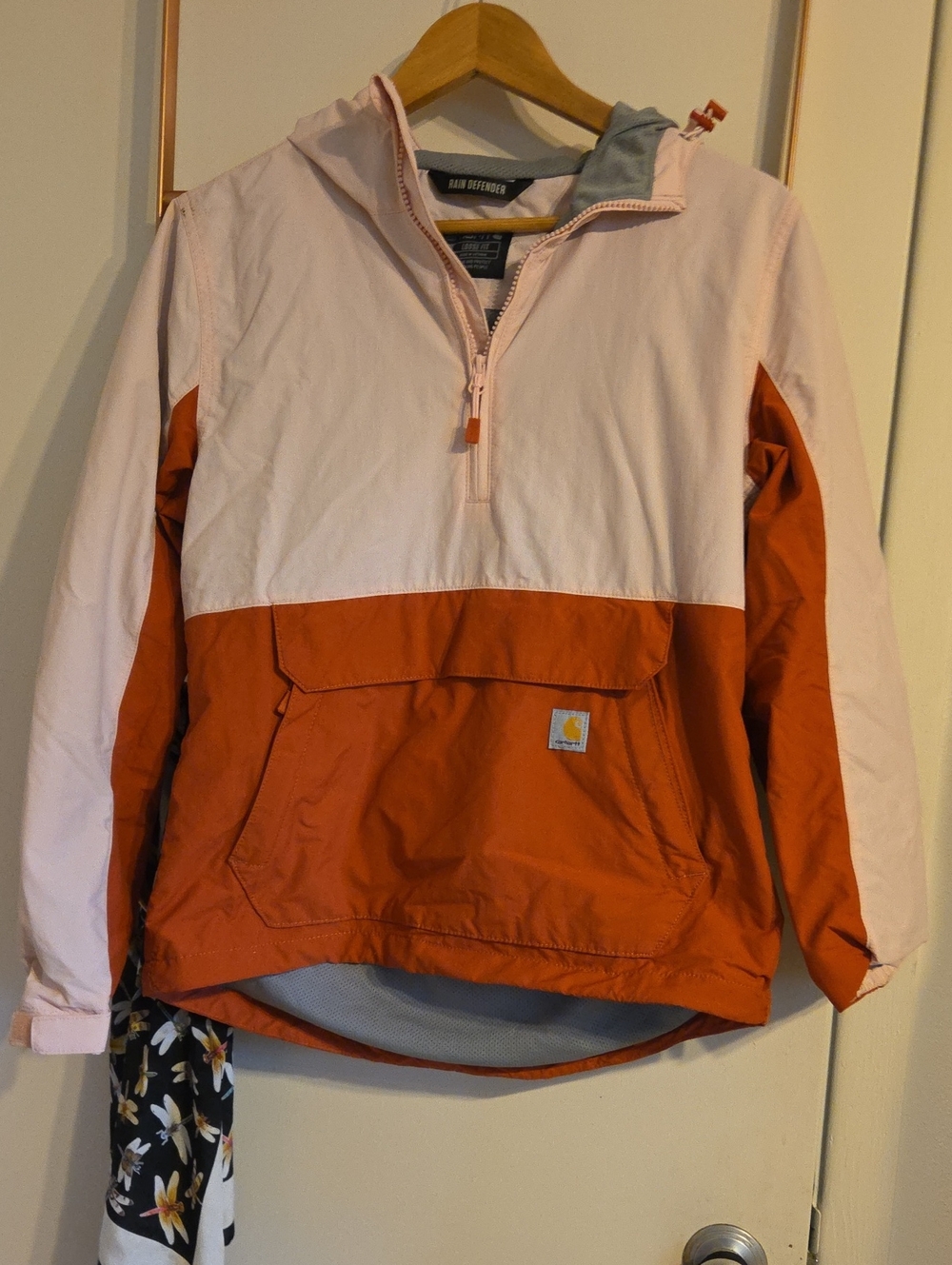 Carhartt Pink and Rust Colorblock Pullover Rain Defender Jacket